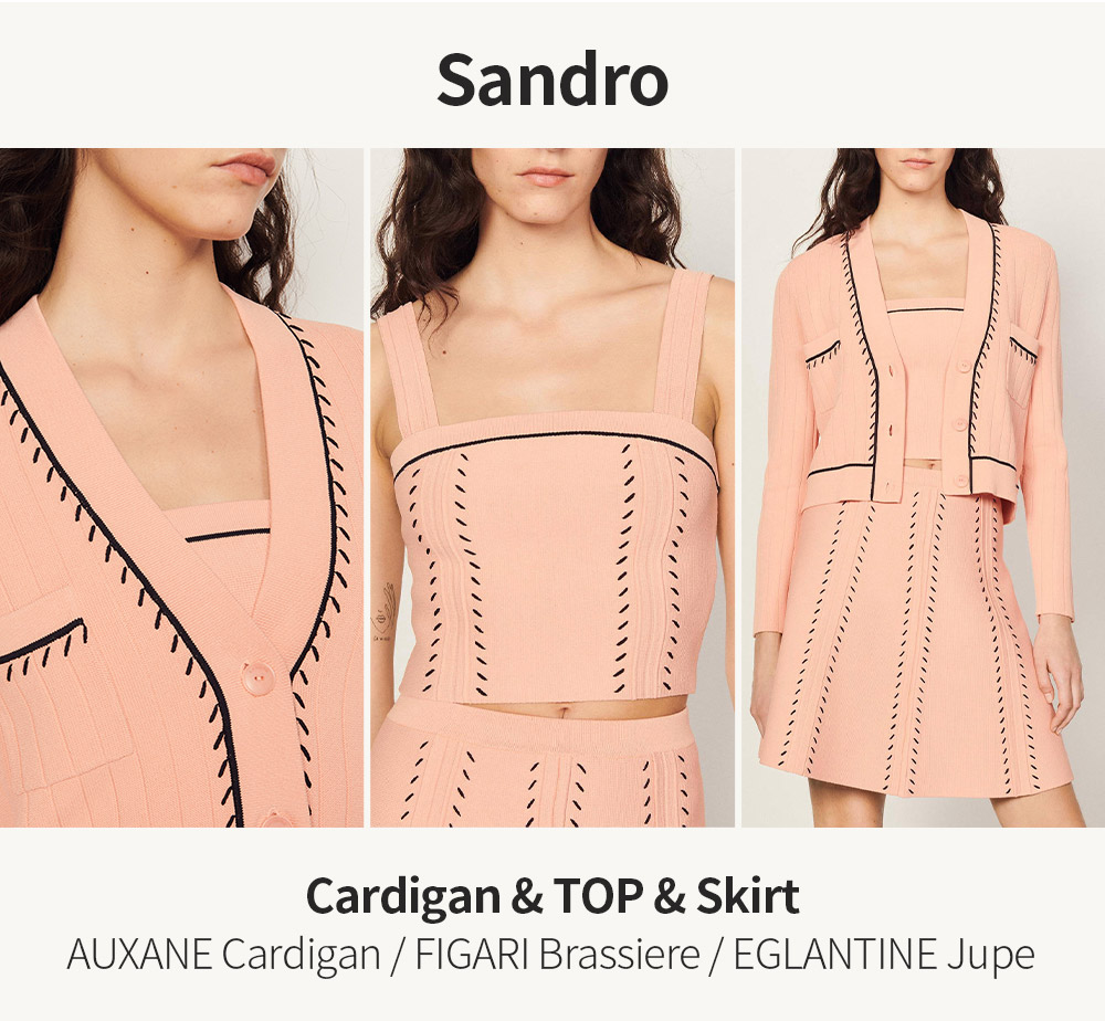 sandro Cardigan AUXANE Cardigan TOP FIGARI Brassiere Skirt EGLANTINE Jupe